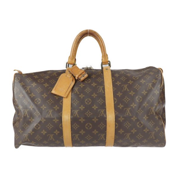 2214091001028 1 Louis Vuitton Keepall 50 Boston Bag Leather Brown