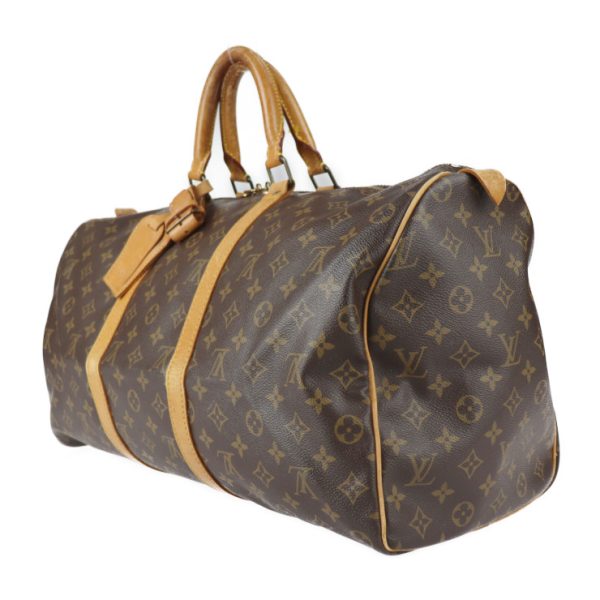 2214091001028 2 Louis Vuitton Keepall 50 Boston Bag Leather Brown