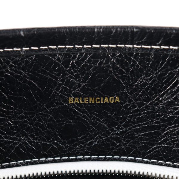 2214093010065 8 Balenciaga Barbes Medium Lambskin Leather Shopper Bag Black White