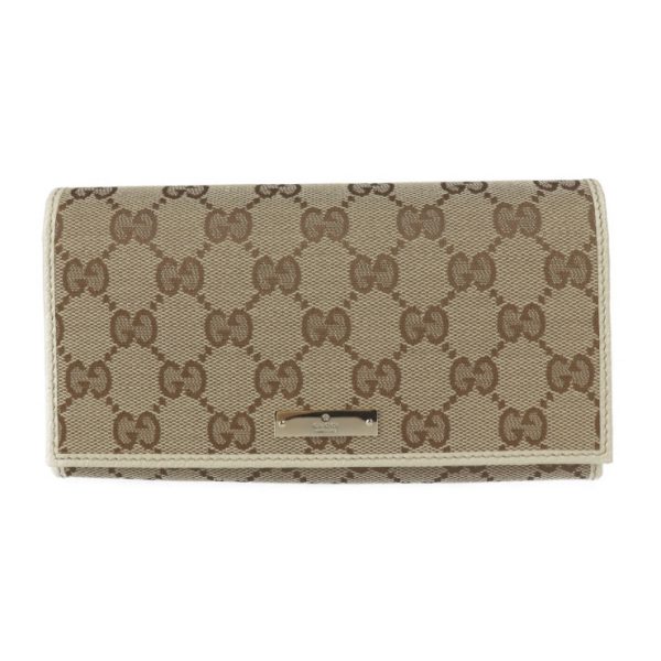 2214113007088 1 Gucci Bifold Wallet GG Canvas Leather Beige Ivory