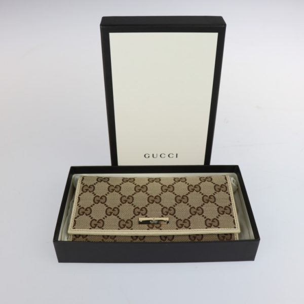 2214113007088 10 Gucci Bifold Wallet GG Canvas Leather Beige Ivory