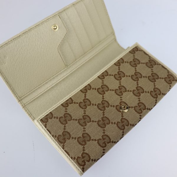 2214113007088 6 Gucci Bifold Wallet GG Canvas Leather Beige Ivory