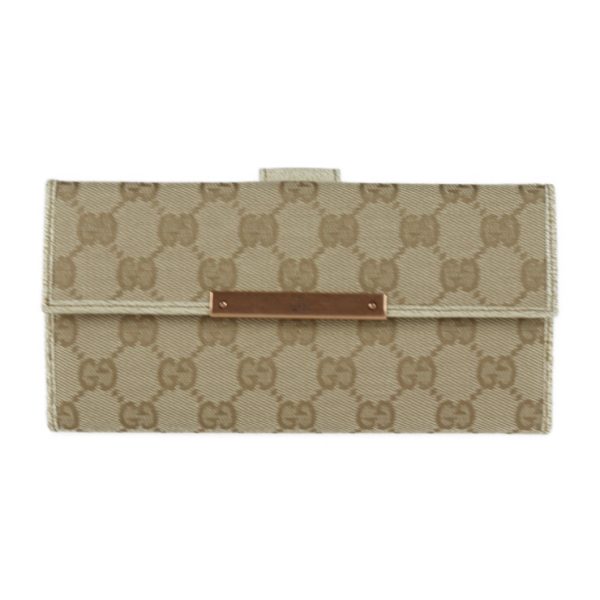 2215083007076 1 GUCCI Bifold Wallet GG Canvas Gold Beige Ivory