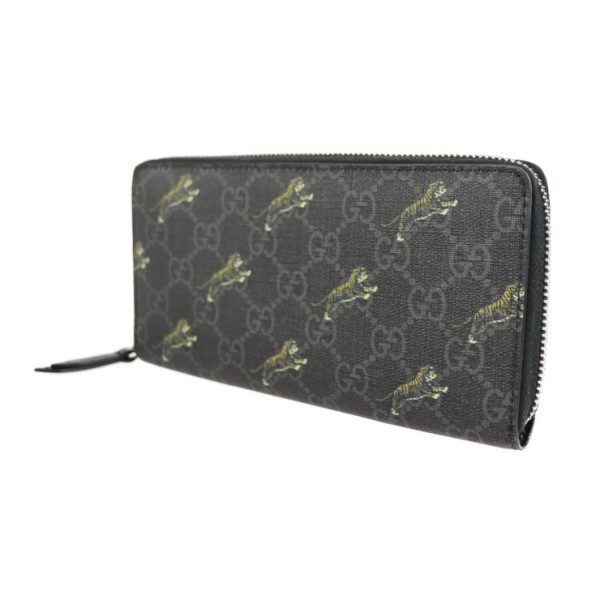 2216013008097 2 GUCCI GG Supreme Long Wallet PVC Dark Gray Black