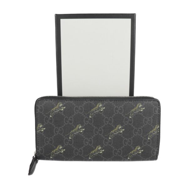 2216013008097 9 GUCCI GG Supreme Long Wallet PVC Dark Gray Black