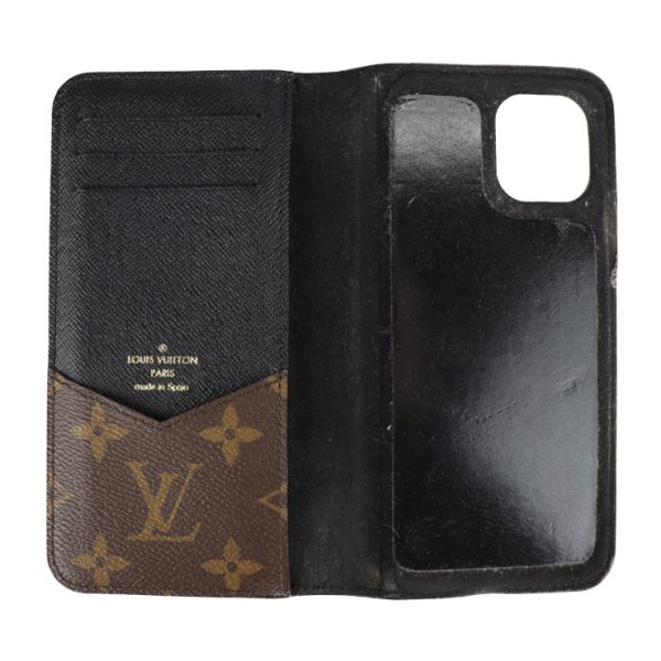 2216013008128 5 Louis Vuitton Iphone 11 Folio Monogram Canvas Mobile Case Brown