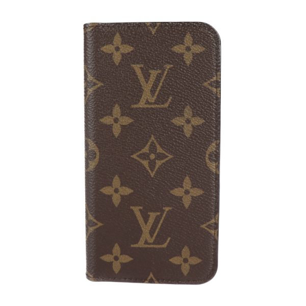 2216013008129 1 Louis Vuitton Iphonex Iphonexs Folio Monogram Canvas Mobile Case Brown