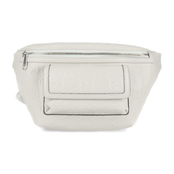 2217023007172 1 GUCCI GG Embossed Waist Bag Leather White