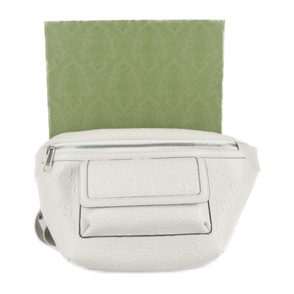 2217023007172 10 GUCCI GG Embossed Waist Bag Leather White