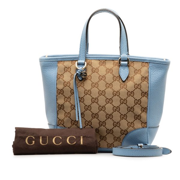 222 47566 1 Gucci GG Canvas Handbag Shoulder Bag 2way Blue