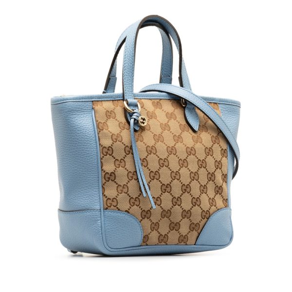 222 47566 3 Gucci GG Canvas Handbag Shoulder Bag 2way Blue