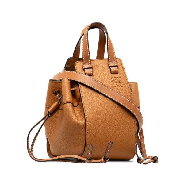 222 49939 3 LOEWE Hammock Drawstring Mini Shoulder Bag 2WAY Brown Calf Leather