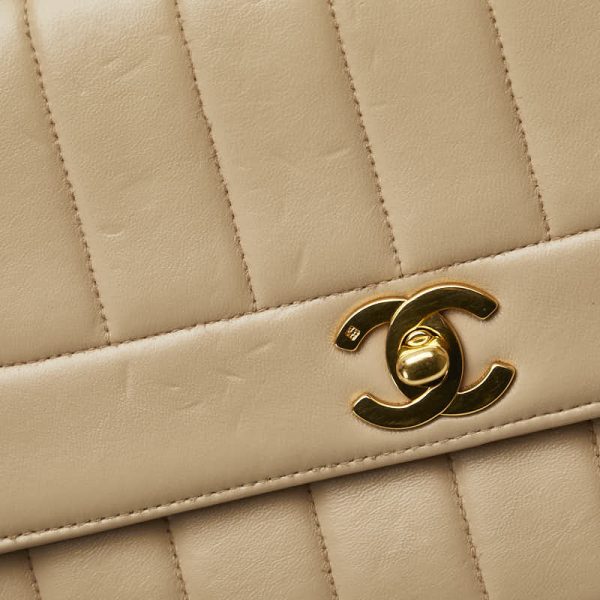 222 50381 5 CHANEL Mademoiselle Chain Shoulder Bag Beige Leather