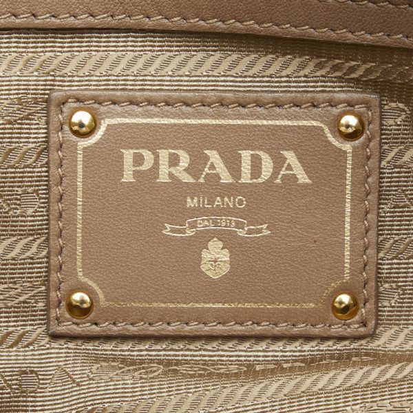 222 50390 8 Prada Gathered Shoulder Bag 2WAY Beige Nylon Leather