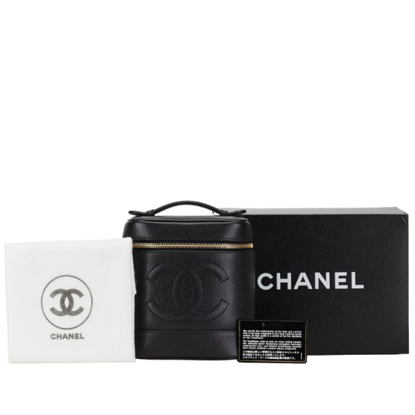 222 50898 1 CHANEL Deca Coco Mark Vanity Bag Vanity Bag Black Caviar