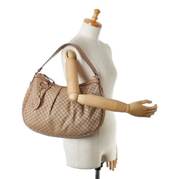 222 51130 10 Gucci Diamante One Shoulder 232955 Beige Canvas Leather