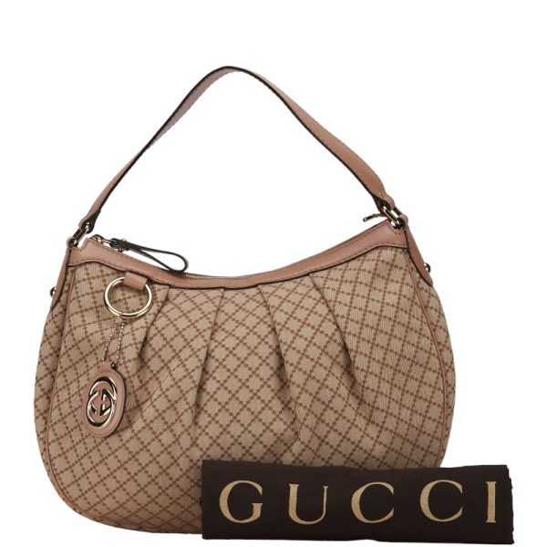 222 51130 9 Gucci Diamante One Shoulder 232955 Beige Canvas Leather