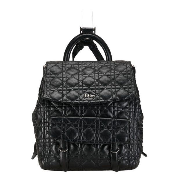 222 53196 1 Dior Cannage Logo Rucksack Backpack Black Lambskin