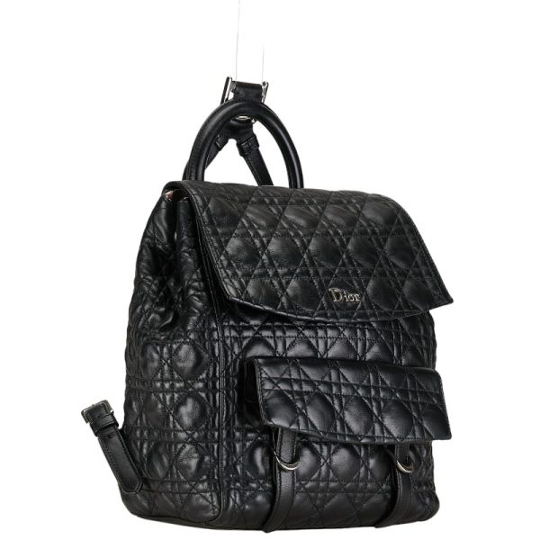 222 53196 2 Dior Cannage Logo Rucksack Backpack Black Lambskin