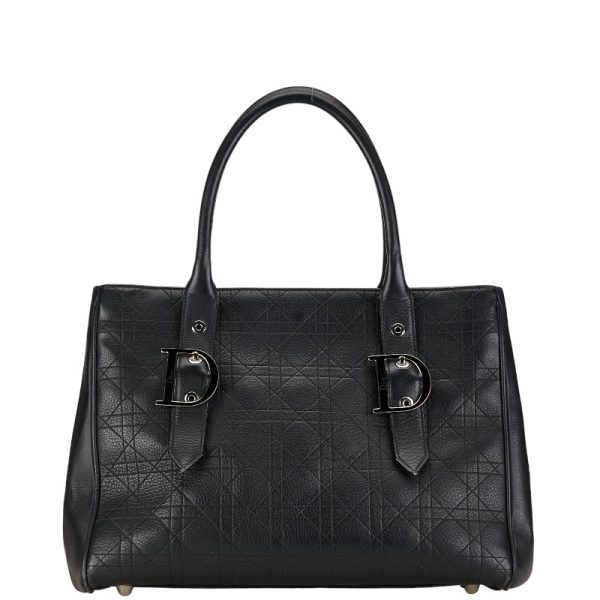 222 54684 1 Dior Cannage Tote Bag Black Silver Leather