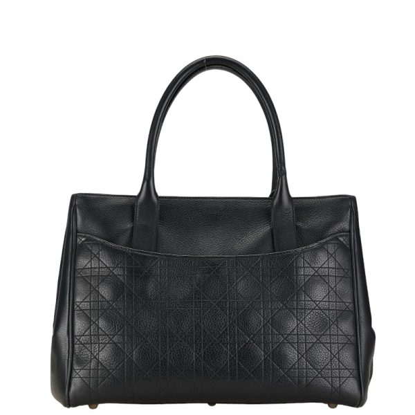 222 54684 3 Dior Cannage Tote Bag Black Silver Leather