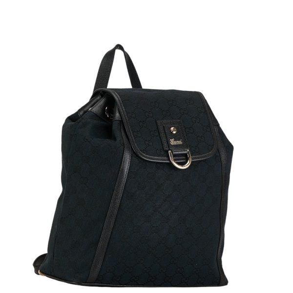 222 55828 2 Gucci GG canvas backpack navy black canvas leather