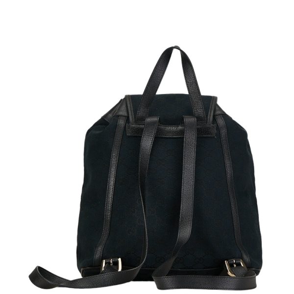 222 55828 3 Gucci GG canvas backpack navy black canvas leather