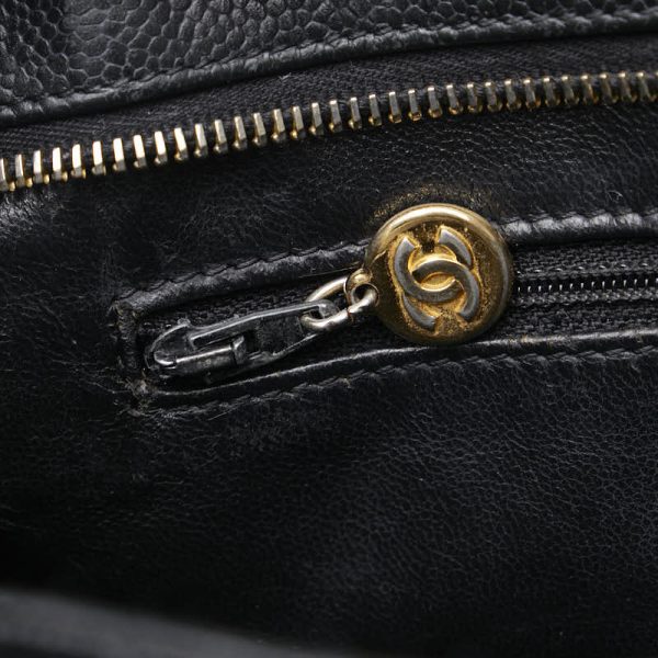 222 56430 7 CHANEL Reprint Coco Mark Quilted Tote Black Caviar Skin