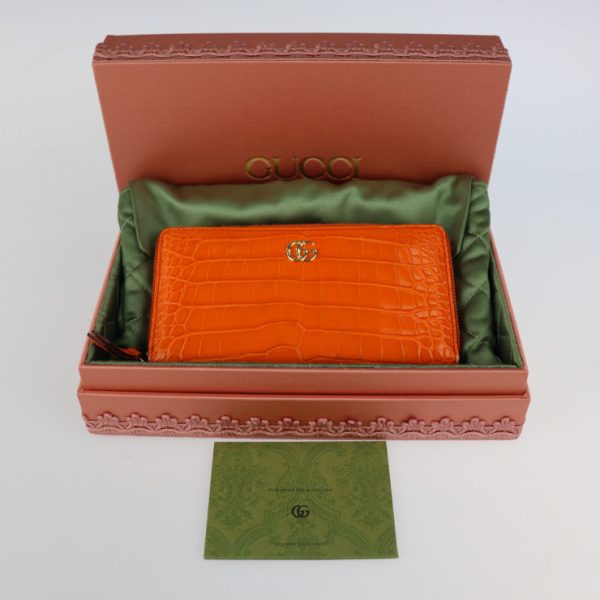 2221083008113 9 GUCCI GG Marmont Long Wallet Crocodile Leather Orange