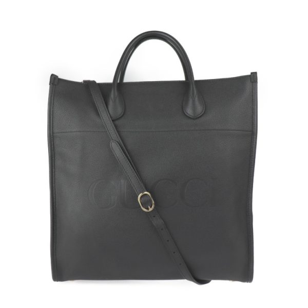 2221123010182 1 Gucci Logo Medium Tote Shoulder Bag Embossed Black