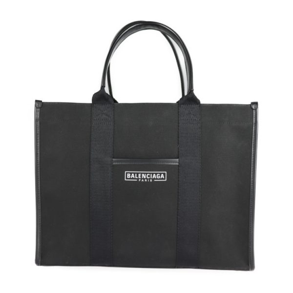 2222053008094 1 Balenciaga Hardware Canvas Leather Tote Bag Black