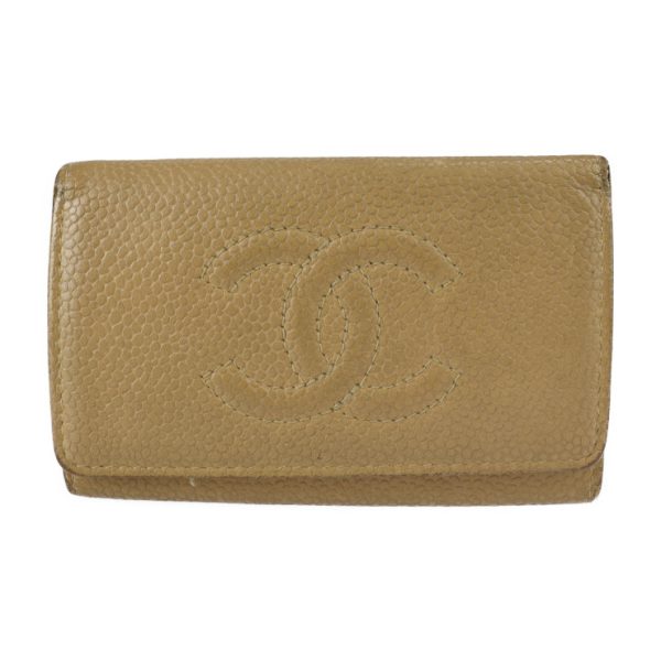 2222091001045 1 Chanel 6 Key Case Caviar Skin Beige Gold Hardware