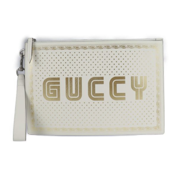 2222093007143 1 GUCCI SEGA Clutch Bag Leather White