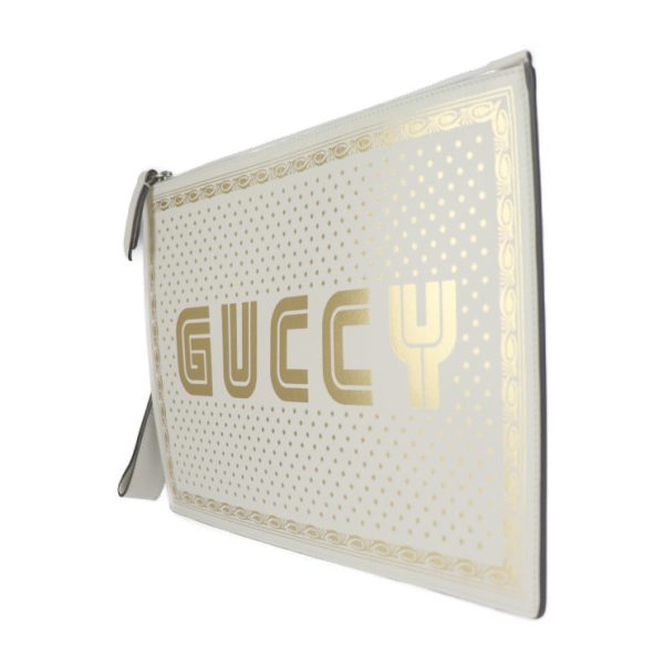 2222093007143 2 GUCCI SEGA Clutch Bag Leather White