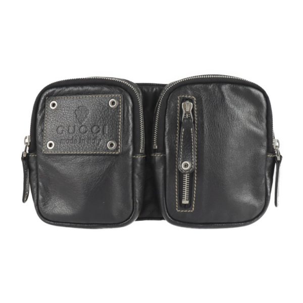 2224073008117 1 GUCCI Waist Bag Leather Black