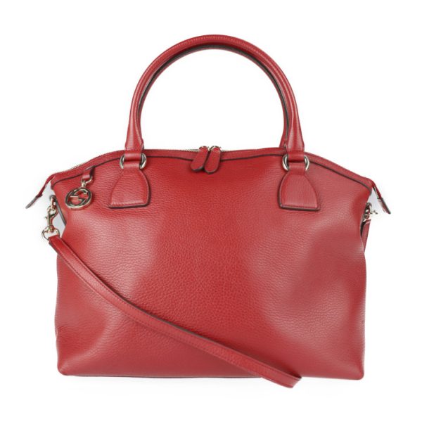 2224103008166 1 Gucci Interlocking G 2way Handbag Leather Red