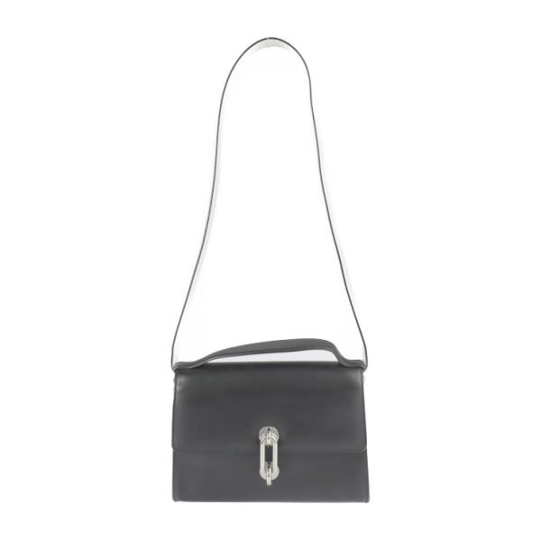 2224103008173 1 Balenciaga Mini Trapeze Maillon Calf Leather Handbag Black Ivory