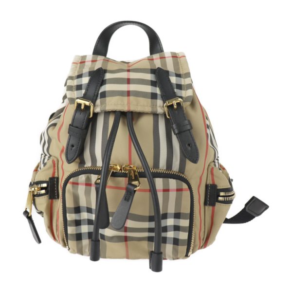 2224113007205 1 Burberry Vintage Check Nylon Calf Leather Backpack Beige Black