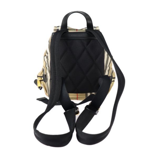 2224113007205 3 Burberry Vintage Check Nylon Calf Leather Backpack Beige Black