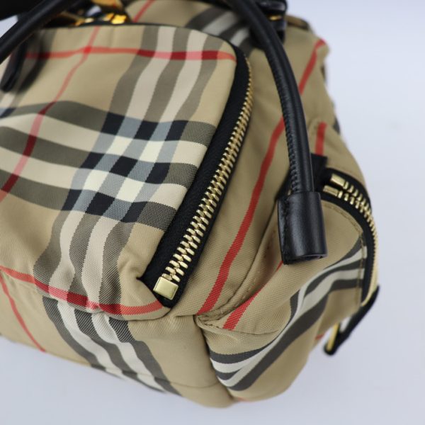 2224113007205 5 Burberry Vintage Check Nylon Calf Leather Backpack Beige Black