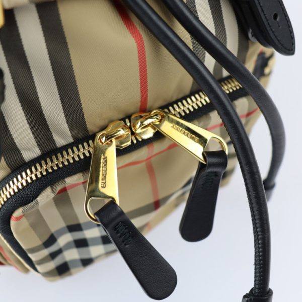 2224113007205 9 Burberry Vintage Check Nylon Calf Leather Backpack Beige Black