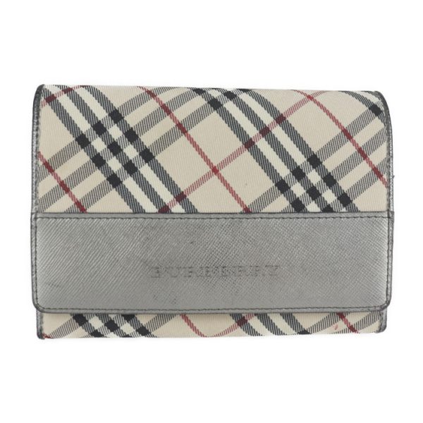 2225043007143 02 1 Burberry Plaid Canvas Leather Bifold Wallet Beige