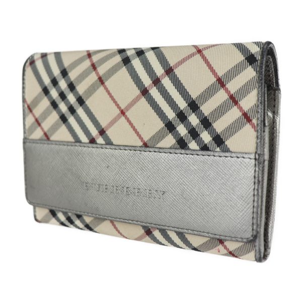 2225043007143 02 2 Burberry Plaid Canvas Leather Bifold Wallet Beige