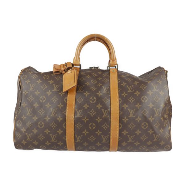 2226011001032 1 Louis Vuitton Keepall Bandouliere 50 Monogram Canvas Travel Bag Brown