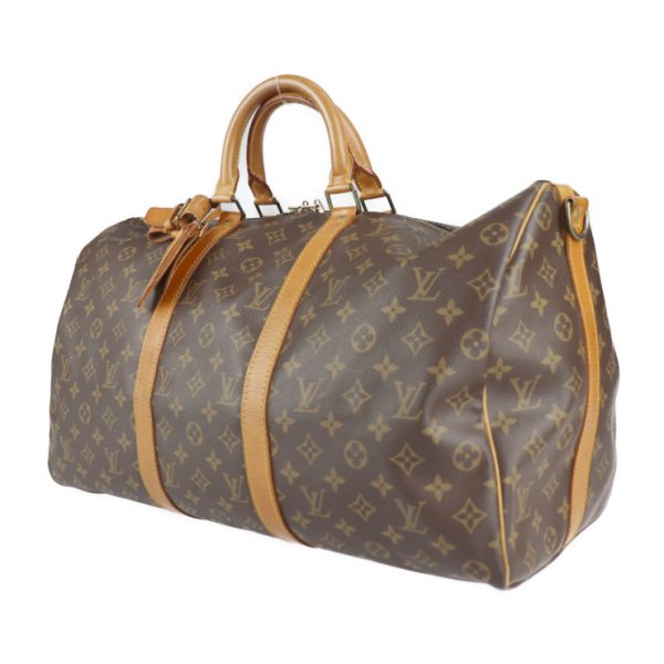 2226011001032 2 Louis Vuitton Keepall Bandouliere 50 Monogram Canvas Travel Bag Brown