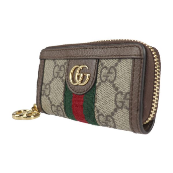 2227013007216 2 GUCCI Ophidia Shelley Line Key Case GG Supreme Canvas Beige Ebony Brown