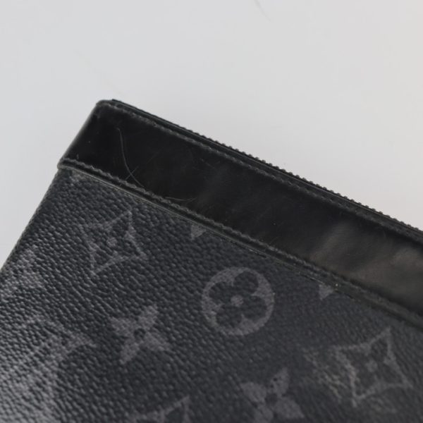 2227051001057 7 Louis Vuitton Monogram Eclipse Leather Clutch Bag Black Gray