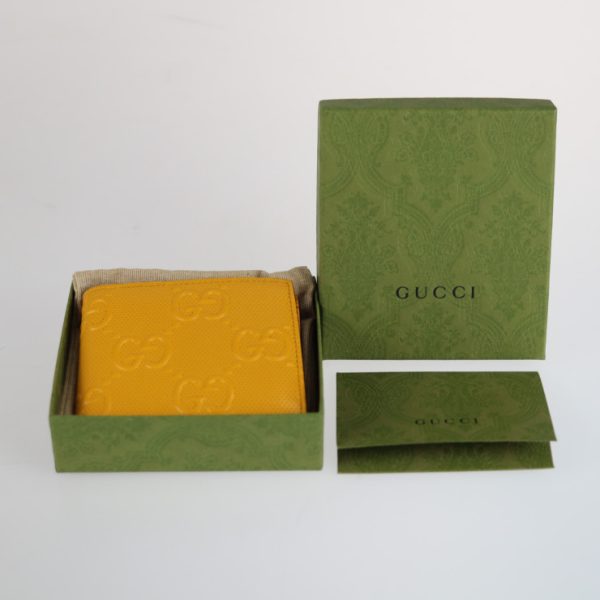 2228073007143 10 GUCCI GG Embossed Coin Wallet Leather Yellow