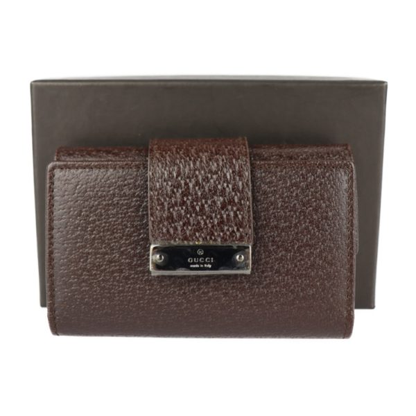 2229043001157 9 GUCCI Key Case Pigskin Dark Brown