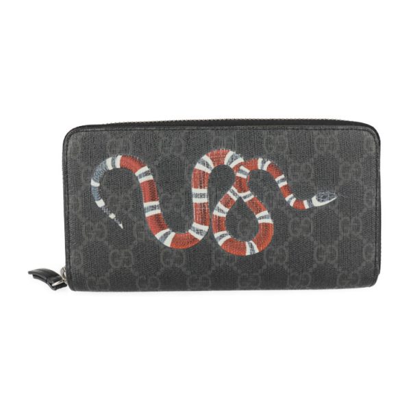 2229083008186 1 GUCCI Long Wallet GG Supreme Canvas Dark Gray Black Red